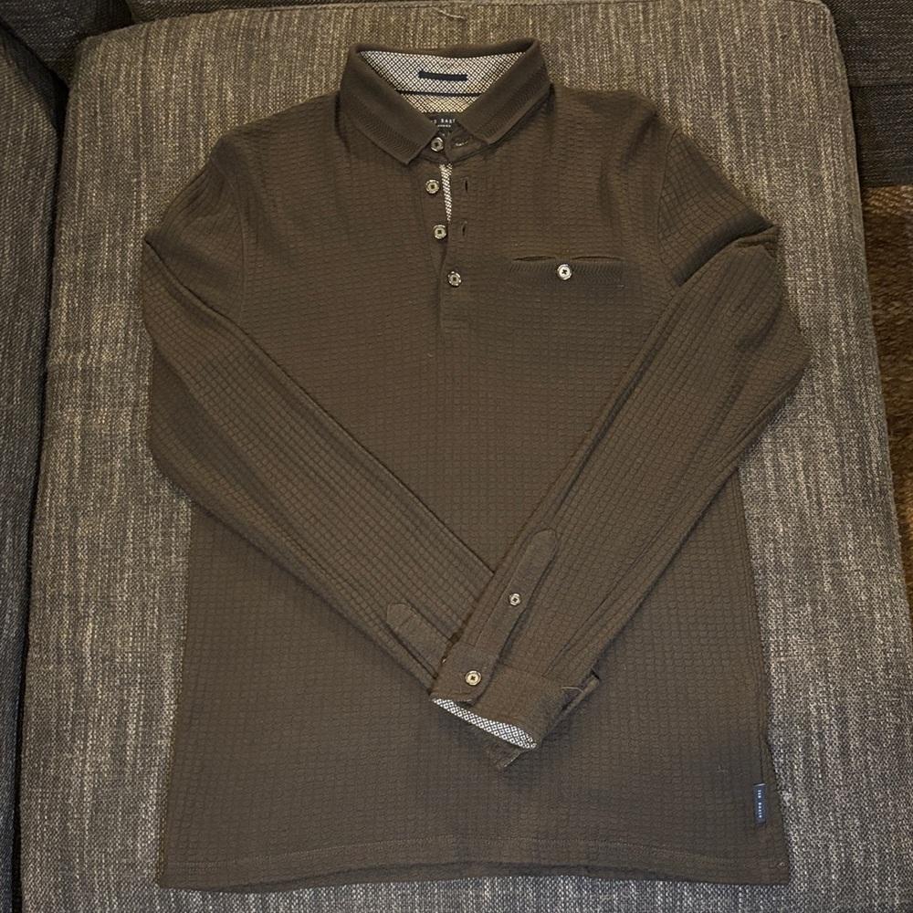 Ted Baker Men’s Textured Long Sleeve Polo Shirt